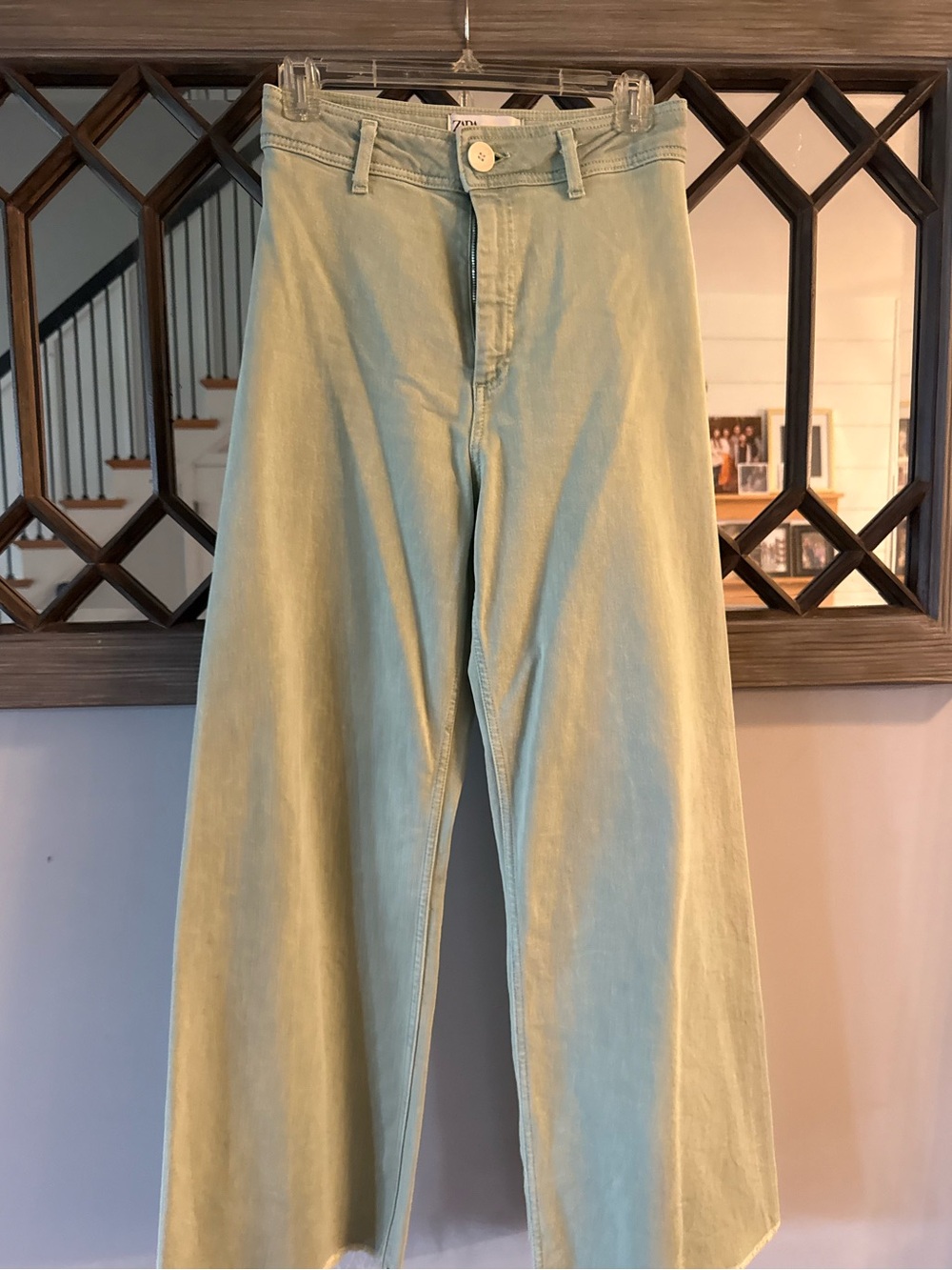 Zara High rise green denim jeans size 4